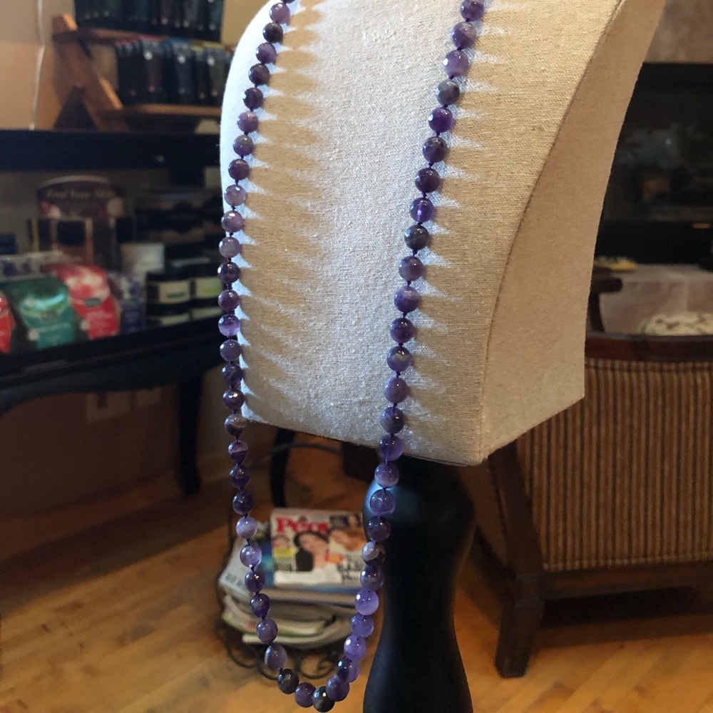 Genuine Amethyst Long Beaded Necklace *Handmade*